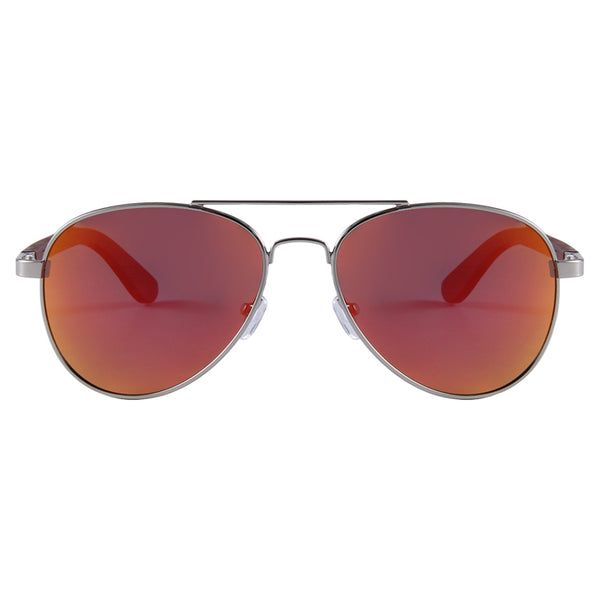 Helston Aviator Wooden Sunglasses Red Mirror Polarized Lens UV400 Philippines