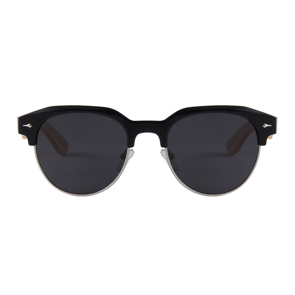 Dellen Clubmaster Style Bamboo Sunglasses Smoked Polarized Lens UV400