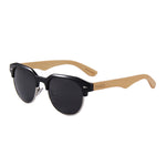 Dellen Clubmaster Style Bamboo Sunglasses Smoked Polarized Lens