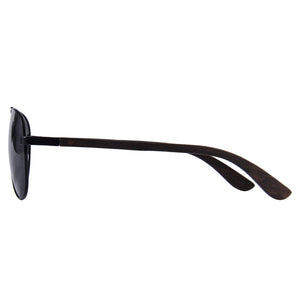 Helston Aviator Wooden Sunglasses Smoked Polarized Lens Spring Hinges