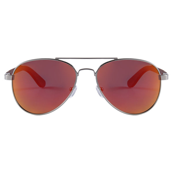 Helston Aviator Wooden Sunglasses Red Mirror Polarized Lens UV400 Philippines