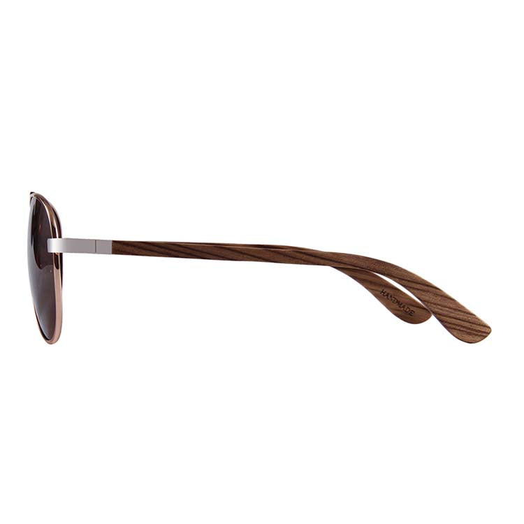 Helston Aviator Wooden Sunglasses Brown Polarized Lens for sale