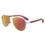 Helston Aviator Wooden Sunglasses Red Mirror Polarized Lens