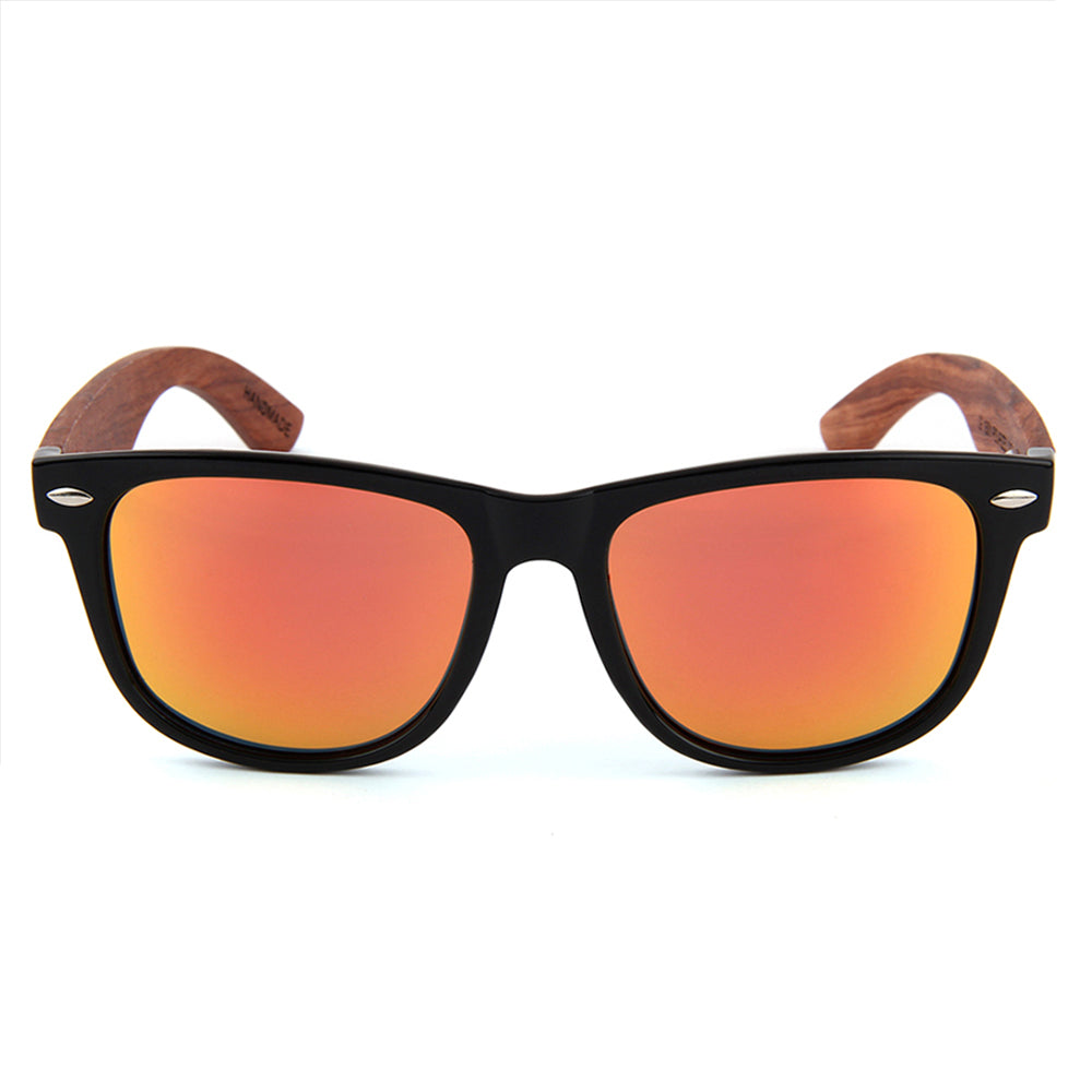 Wayfarer Wooden Sunglasses Red Mirror Polarized Lens Philippines