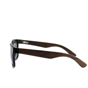 Wayfarer Wooden Sunglasses Blue Mirror Polarized Lens Spring Hinges