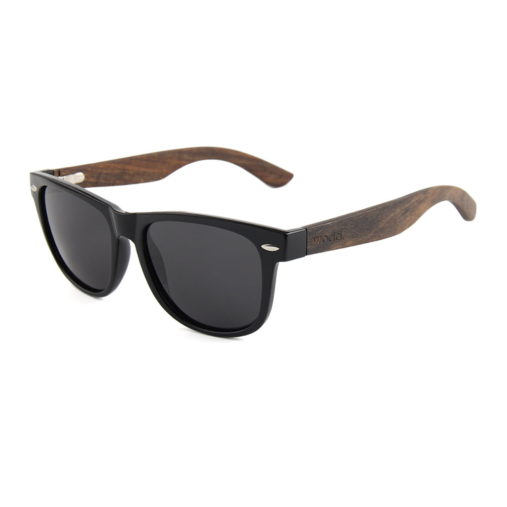 Brimfield 01 Wayfarer Wooden Sunglasses with Smoked Polarized