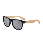 Falman wayfarer bamboo sunglasses silver mirror lens