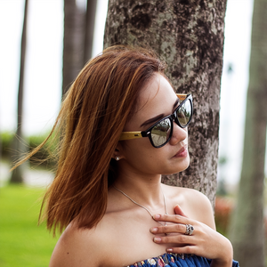 falman lifestyle womens silver mirror lens bamboo sunglasses wayfarer