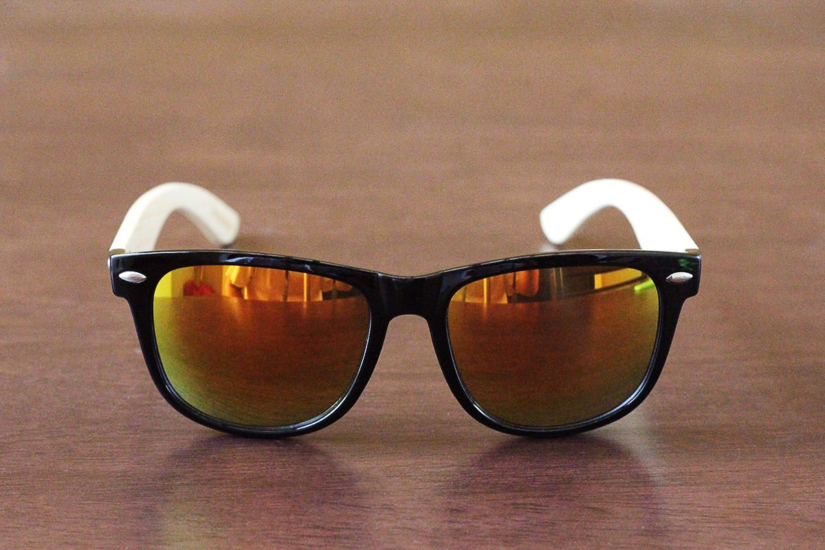 Falman 02 Wayfarer Bamboo Sunglasses Red Mirror Lens Wodd PH